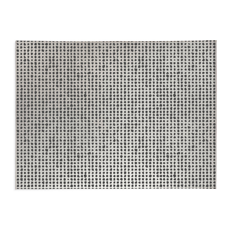 Tapis de cuisine anti-dérapant léger Grunge Row, Rectangulaire 3 pi x 5 pi, Ivoire/gris anthracite