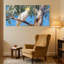 Oiseaux cacatoès perchés sur une branche d'arbre, fond de ciel bleu, ensemble de 3 impressions sur toile-1475456812