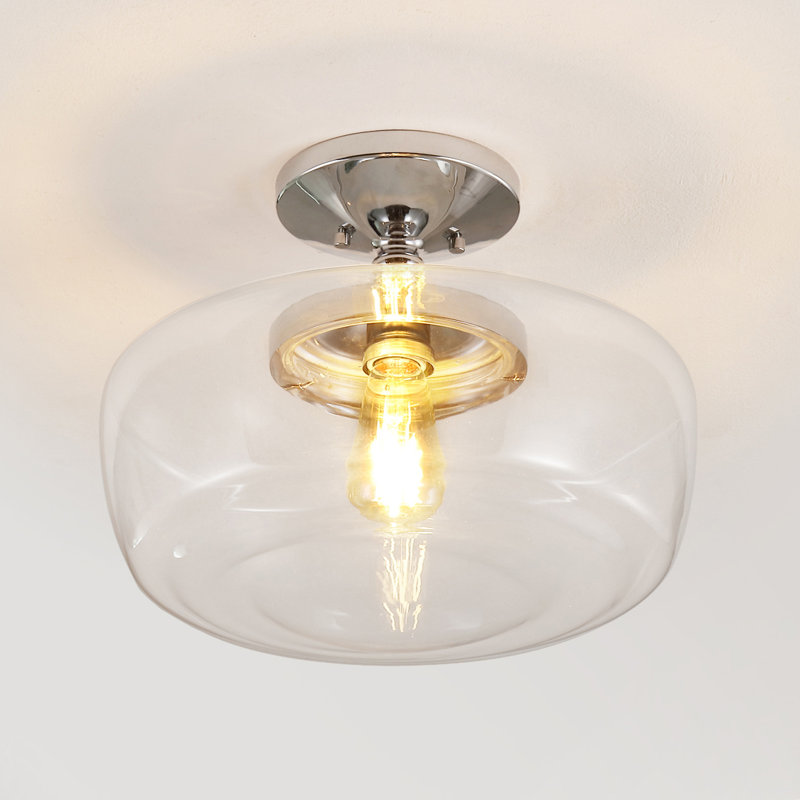 Tatem Glass Semi Flush Mount, Chrome