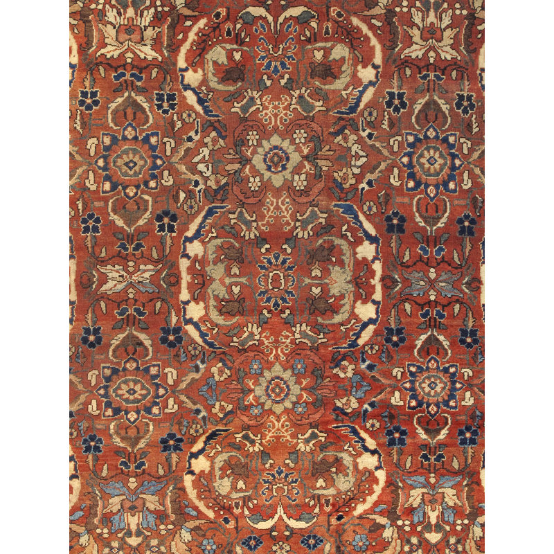 Mahal Hand Knotted Wool Oriental Area Rug in Rust