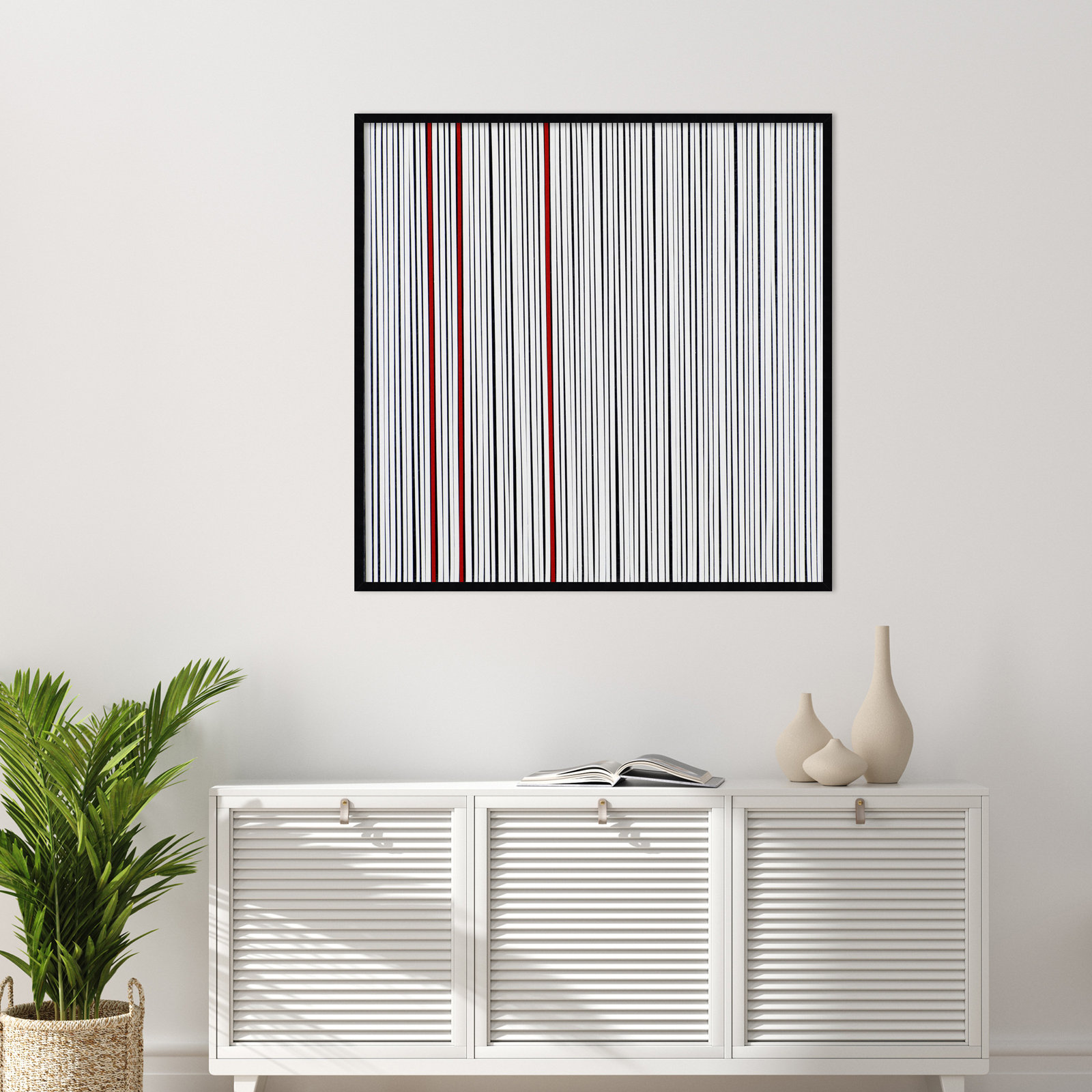 Mostly White by Alex Dunn, 41" H x 41" W x 1" D, Black