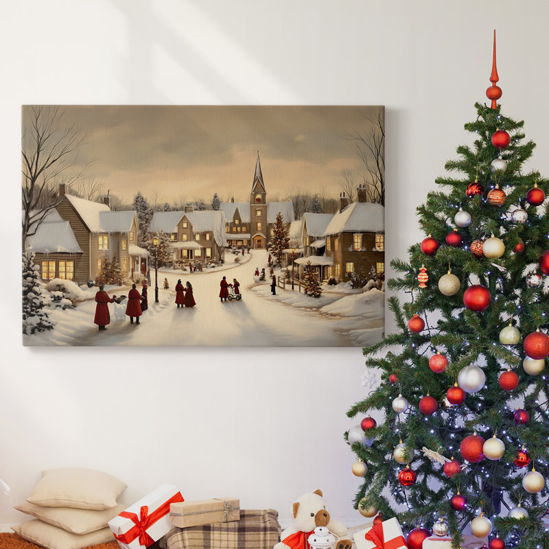 Art des Fêtes de Noël - Toile tendue avec châssis - Série 3-XCI, H 16 po x l 24 po