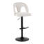 Tabouret de bar réglable en métal et tissu neige avec repose-pieds arrondi en T - ensemble de 2