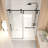 44 - 48" W X 76" H Sliding Shower Door With 5/16"  8Mm  Clear Tempered Glass, Stainless Steel Frame, Matte Black Adjustable Width, Reversible Installation, Excellent Waterproof Performance, Hardware,
