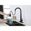 Robinet de cuisine rétractable - Acier inoxydable, arche haute, poignée simple, robinet arqué noir mat, fonction avancée-125036353