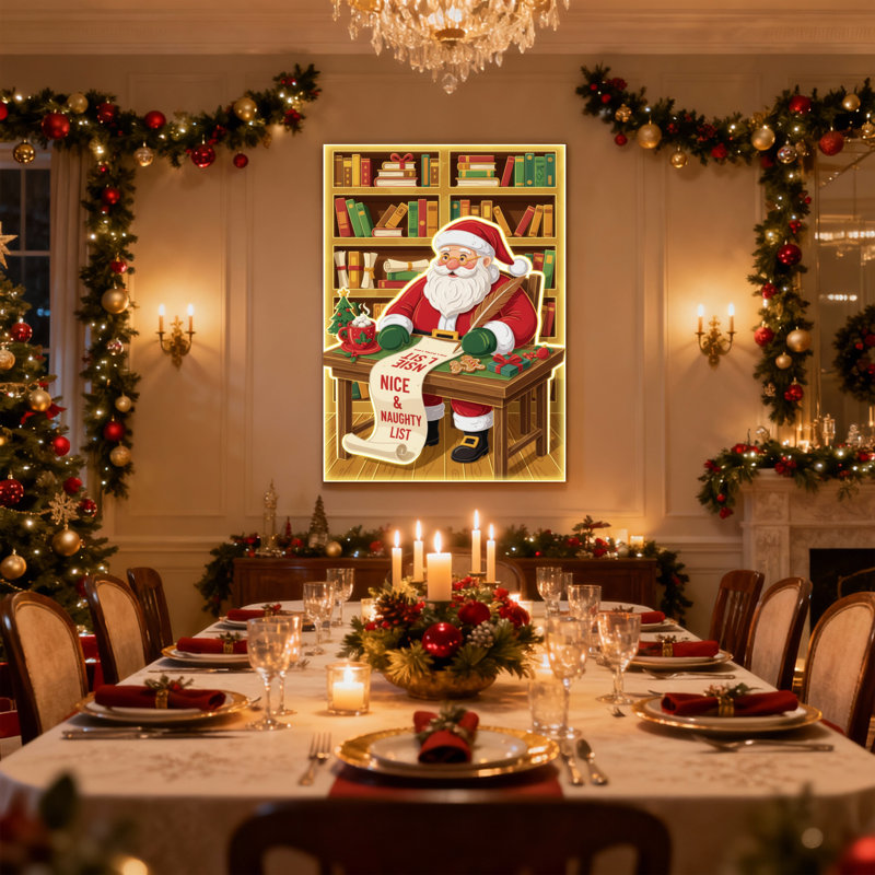 Ensemble de 3 reproductions d'art sur toile, "Christmas Santa Claus", H 30 po x l 20 po