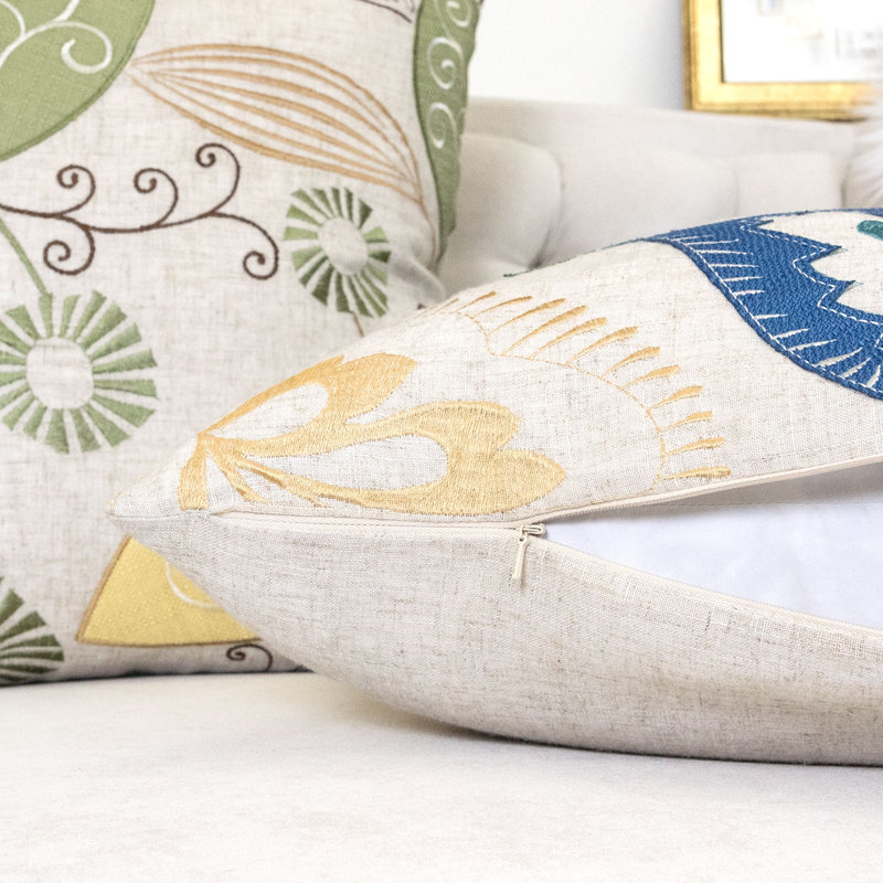 Floral Linen Throw Pillow