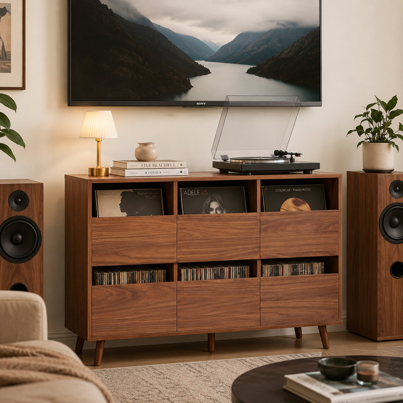 47,1 "Support pour tourne-disque Mid Century