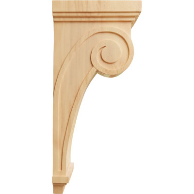 6 1/4"W x 10"D x 22"H Scroll Corbel, Red Oak