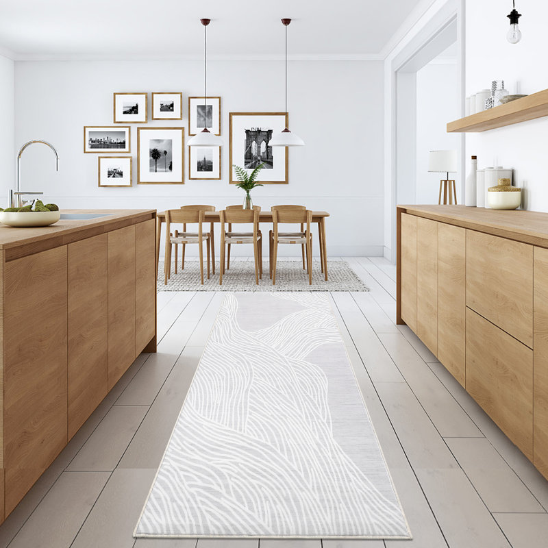 Washable Indoor Modern Abstract Area Rug Soft Low Pile Contemporary Throw Carpet Mat for Home Decor_White Black
