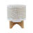 8" CHEVRON PLANTER W/ WOOD STAND, BEIGE