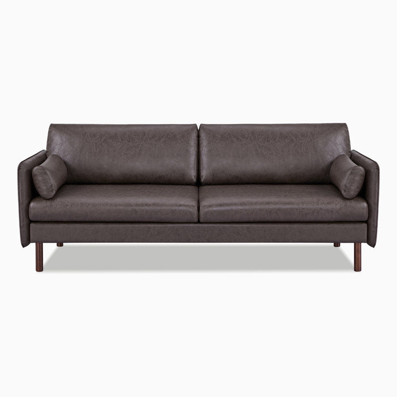 Canapé en cuir végétalien 82 po Reachel, 100% similicuir brun, H 33 po x l 82 po x P 32 po 