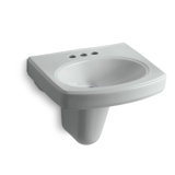 Pinoir® Vitreous China U-Shaped Semi-Pedestal Bathroom Sink with Overflow