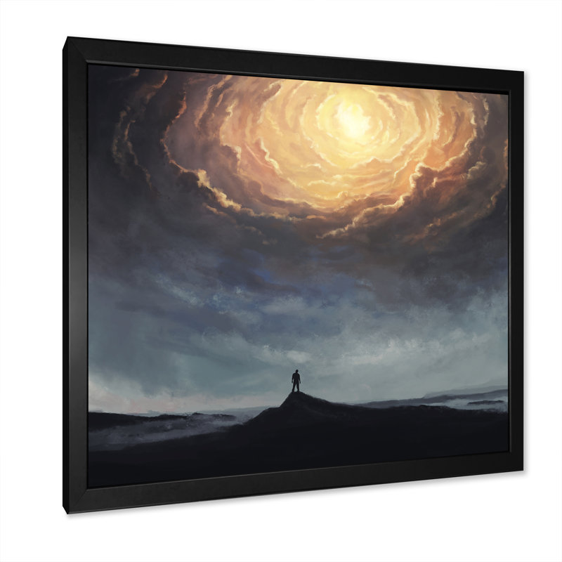 " Religious Path Through The Sky ", Black Picture Framed Canvas, 16" H x 16" W x 1" D