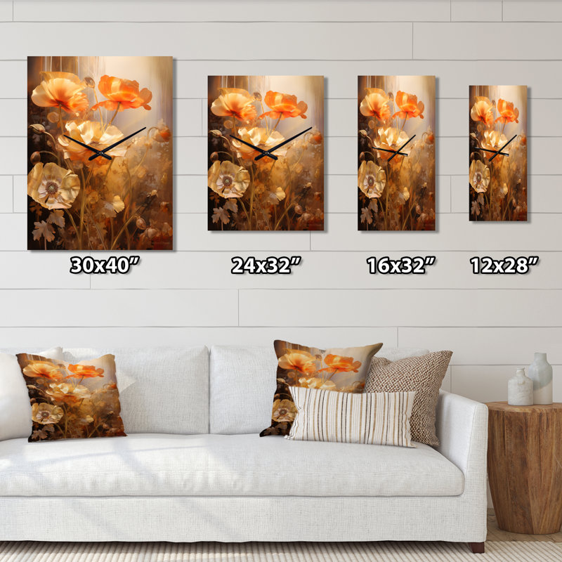 Horloge murale Dorottya - Coquelicots, Grand