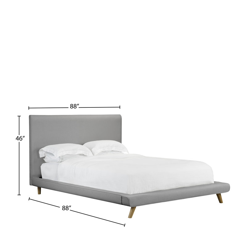 Lit plateforme tapissier Brownell, Gris, Très grand