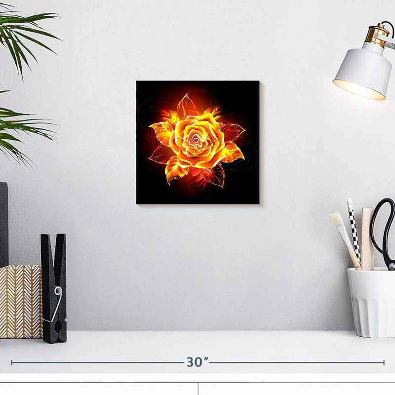 Harnek Flaming Rose, 10" H x 10" W