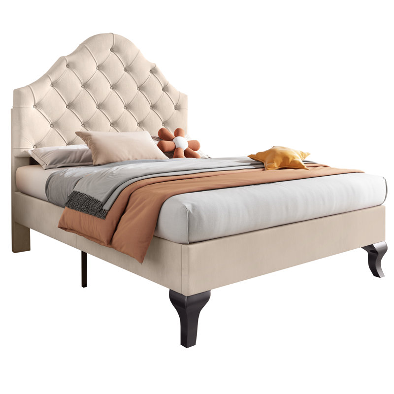 Upholstered Storage Bed, Beige