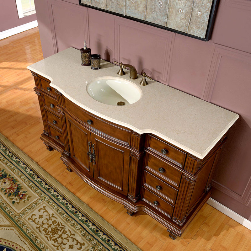 Ensemble de meuble-lavabo simple 60 po Albieris, Marbre Crema Marfil