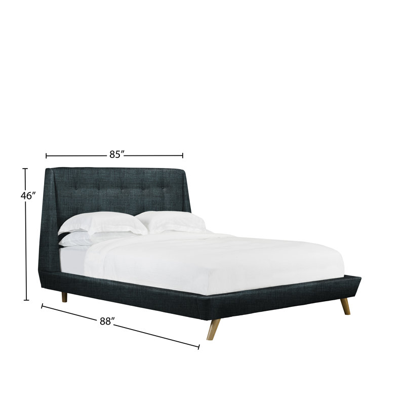 Lit plateforme en tissu d’ameublement Brothers, Denim, Très grand