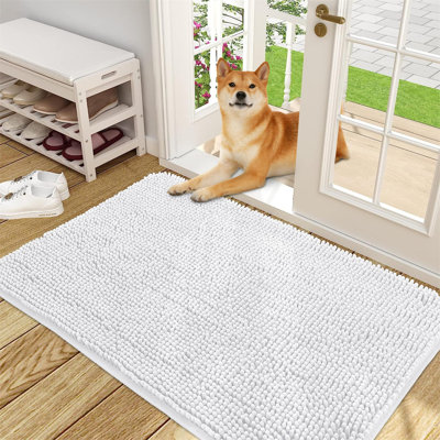 Tapis pour chien avec pattes boueuses, paillasson absorbant antidérapant en chenille pour entrée intérieure