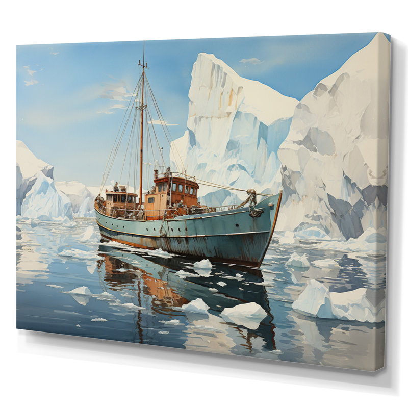 Bleu sarcelle blanc glacé Iceberg Wonder, H 12 po x l 20 po x P 1 po, Toile tendue