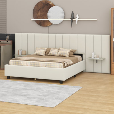 Upholstered Platform Bed With Big Headboard