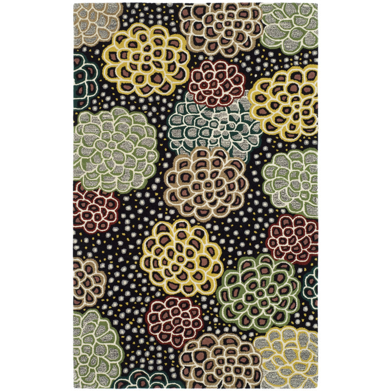 Soho Hand Tufted Wool & Viscose Pile Floral Rug, Rectangle 5' x 8'