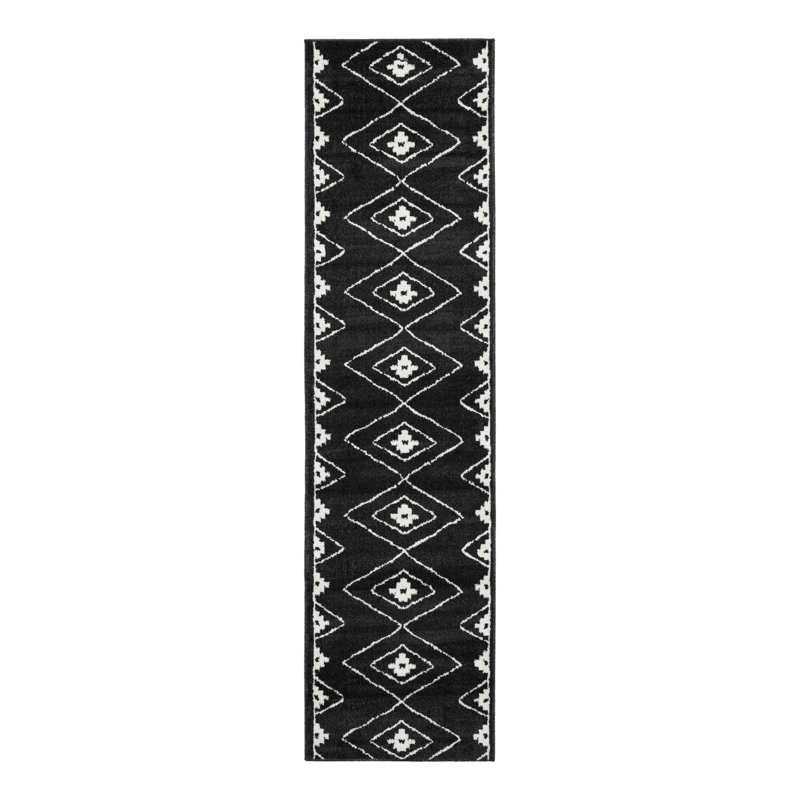 Latitude Run® Vefsna Nikolis Rug Black, Runner 2'7" x 10'