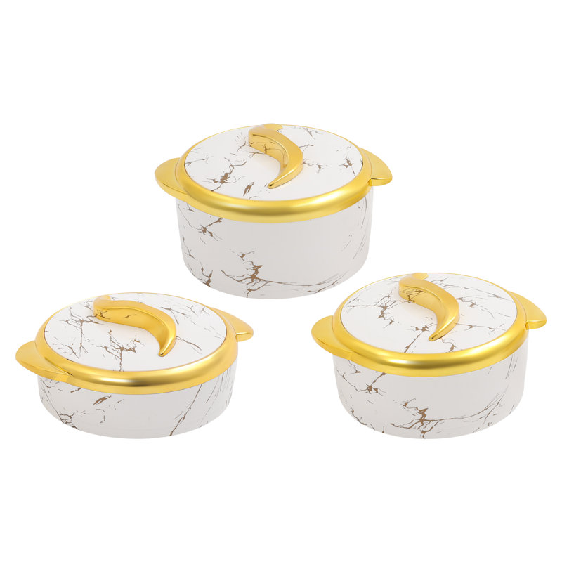 3Pcs Thermal Dish Set With Lids, White