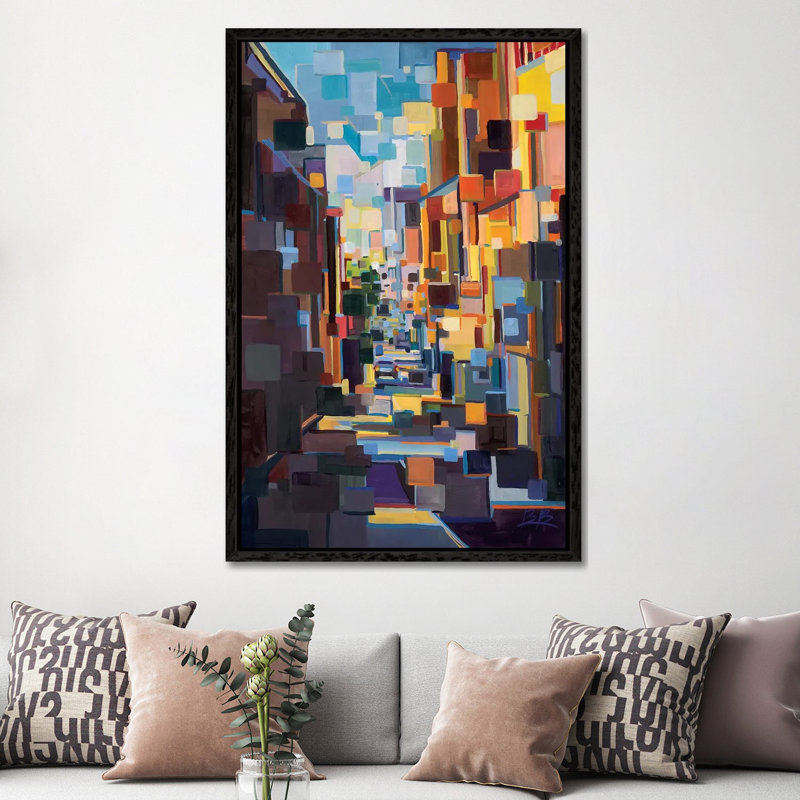 Long Hall In The City Deconstruction by Brooke Borcherding - Print on Canvas, 152.5 cm H x 101.5 cm W, Black Framed