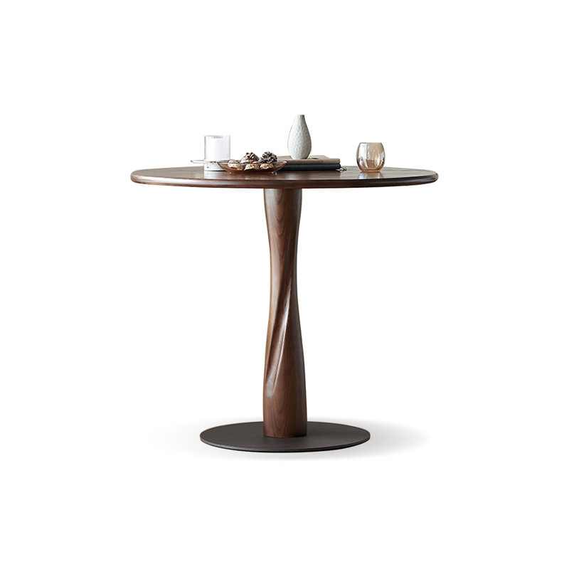 Brown Black Round Solid Wood Dining table, 29.53"H x 39.37"L x 39.37"W