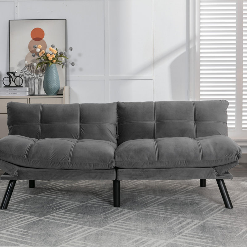 Canapé-lit convertible moderne, Microfibre gris clair