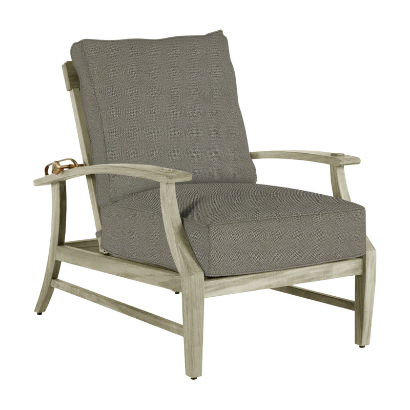 Croquet Teak Patio Chair with Cushions, Welt, Oyster Teak, Intermix Bark