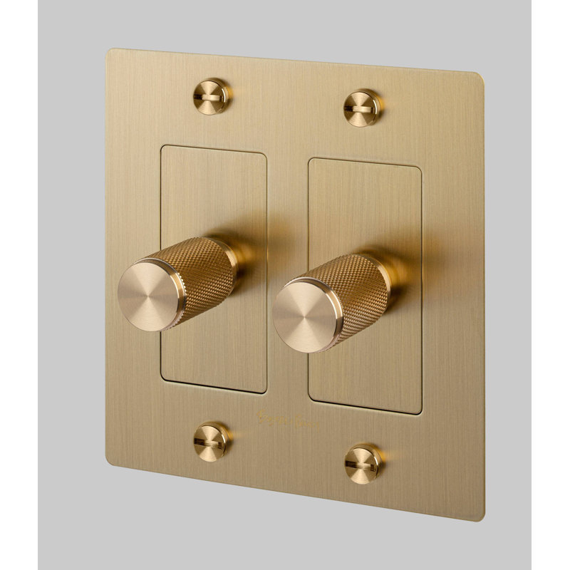 1G Dimmer / Logo, Brass, 2 Gang