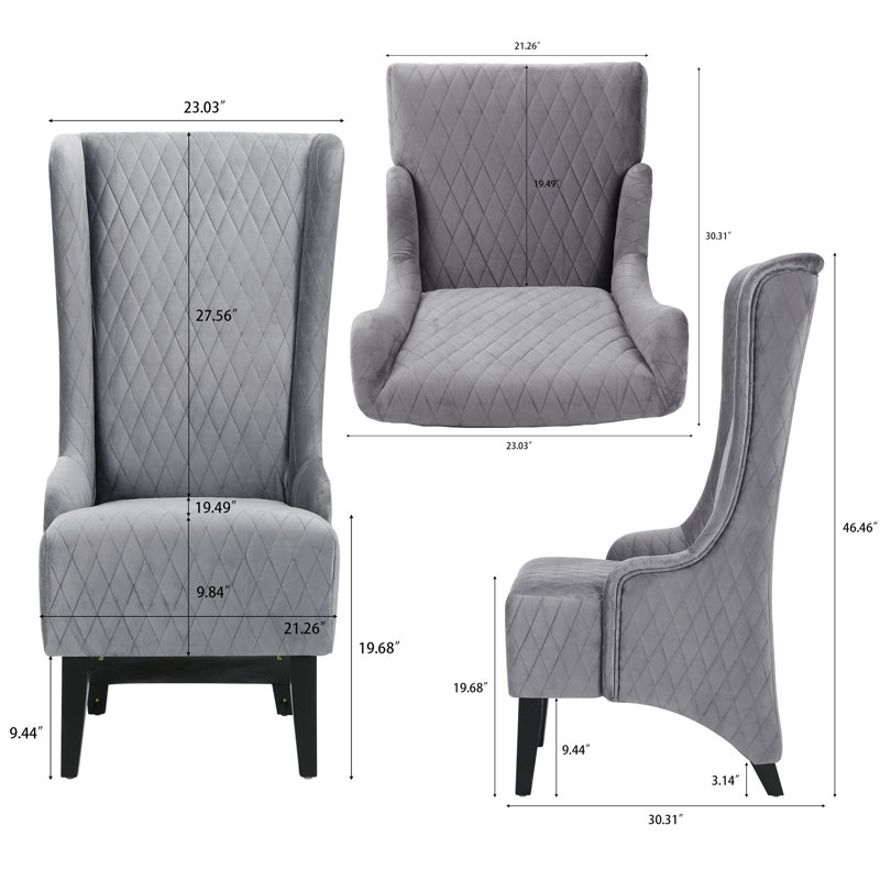 Jillianna Upholstered Wingback Chair, Gray Polyester Blend