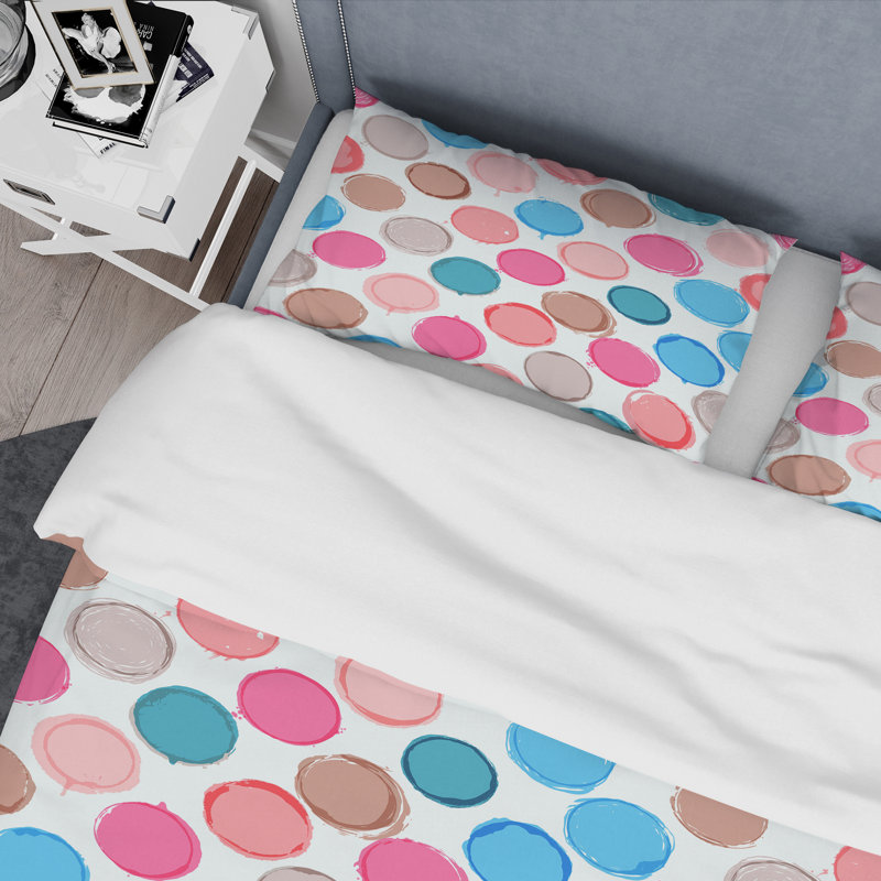Multicolor Circle Pattern - Abstract Duvet Cover Set - Microfiber Polyester, Twin Duvet Cover + 1 Standard Sham