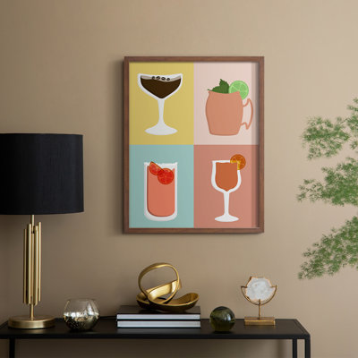 Colorblock Cocktails II Framed Print - Solid Wood