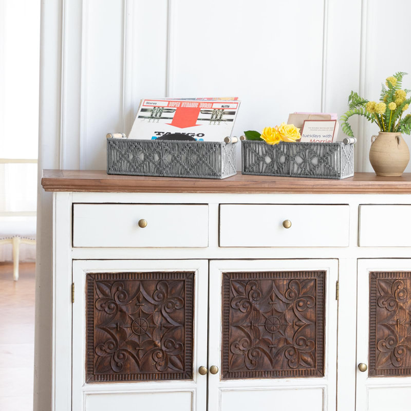 Paniers de rangement, ensemble de 2 boîtes décoratives tissées à la main Boho