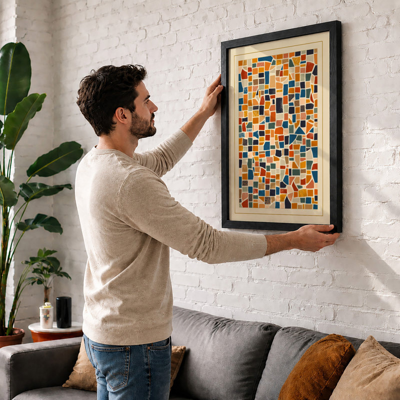 Coloured Tiles Modern - Print, Walnut, A1 - 84.1 x 59.4 cm