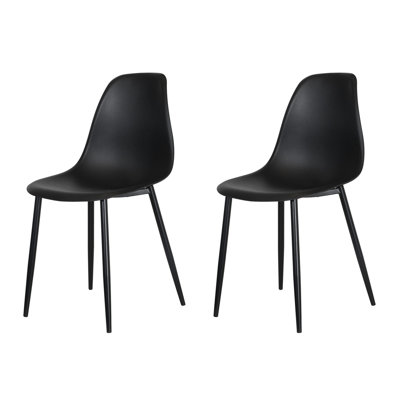Kalie Pair of Plastic Dining Chairs, Black Metal Frame