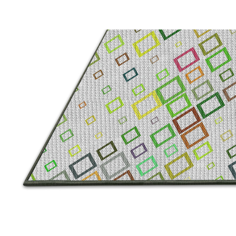 Tapis vert/brun à motifs, Rectangle 5 pi x 7 pi