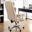Fauteuil de bureau inclinable beige ergonomique avec repose-pieds, cuir pour grands et grands bureaux, roulettes pour repose-pieds d'une capacité de 500 lb