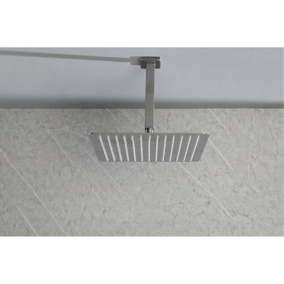 Pomme de douche à pluie en acier inoxydable - Nickel brossé, haute, économe en eau, autonettoyante, convient à toutes les installations d'installation de bras standard
