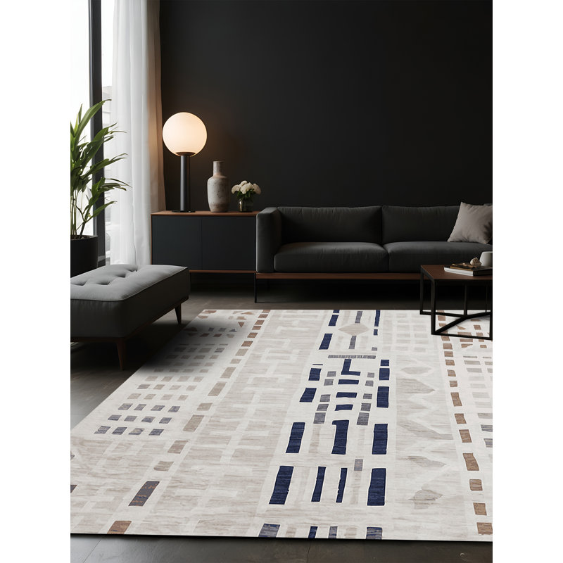 Tapis gris soyeux et moelleux, Carré 8 pi