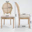 Chaise de salle à manger en bois massif de style français avec dossier en rotin et siège en lin, ensemble de 2 pour un usage quotidien élégant.