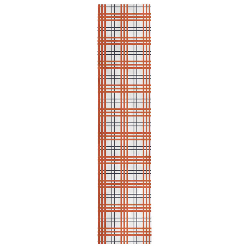 Paid Polyester Table Runner, 72" L x 16" W, White/Dark Navy/Orange