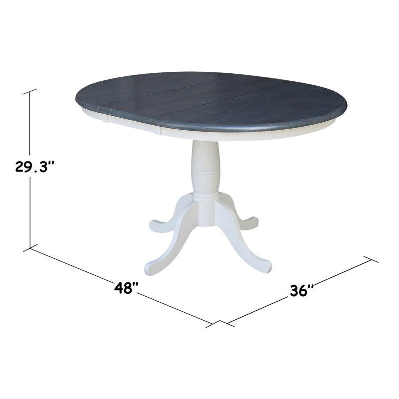 Gadmann Pedestal Extendable Solid Wood Dining Set, Heather Gray/White, 5 Pieces: Table, 4 Chairs