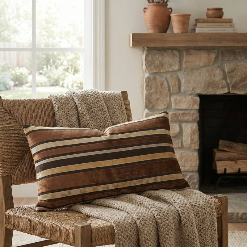 Kentucky Field Striped Reversible Throw Pillow, 12" H x 20" W