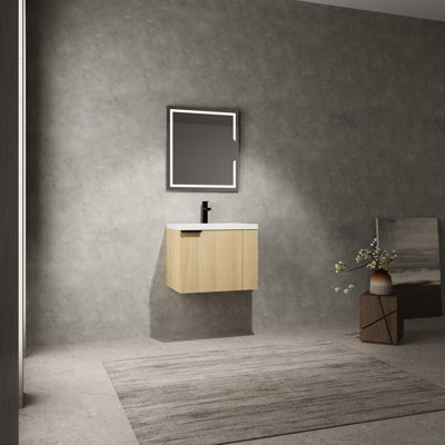Meuble-lavabo de 61 cm (24 po) pour salles de bain spacieuses - Étagère moderne en chêne, construction robuste en contreplaqué avec grand espace de rangement. Meuble-lavabo, armoire de style américain, stable et fonctionnel.